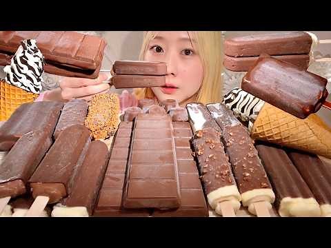 ASMR Crispy Chocolate Ice Cream【Mukbang/ Eating Sounds】【English subtitles】