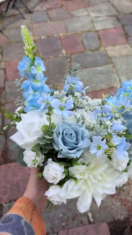 Spring Summer Wedding Bouquet With Dusty Blue and Sky Blue Flowers, Blue Wedding Bouquet, White and Blue Bouquet, Wedding Bouquet, Faux - Etsy