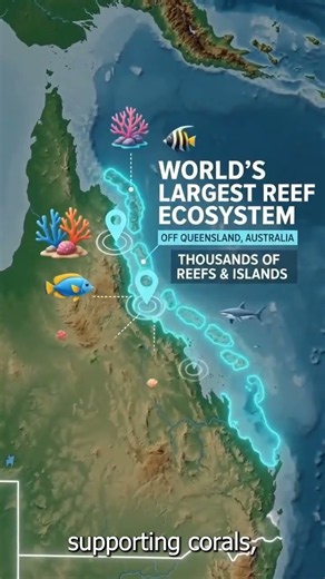 Australia’s Great Barrier Reef: The World’s Largest Reef Ecosystem! 🇦🇺🐠 #amazingfacts #geography