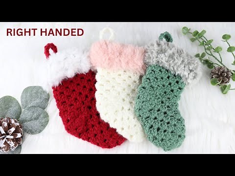 Crochet MINI Christmas Stocking | How to Crochet Christmas Stockings Tutorial | Crochet a Stocking