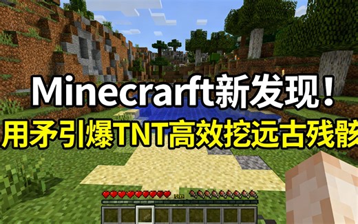 [中配]Minecraft新发现！用矛引爆TNT高效挖远古残骸 - wattles