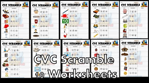 CVC Scramble – 10 CVC and Short Vowel WorksheetsMaking English Fun