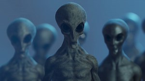 A Group Of Creepy Grey Aliens Staring At Stock Motion Graphics SBV-348694978 - Storyblocks