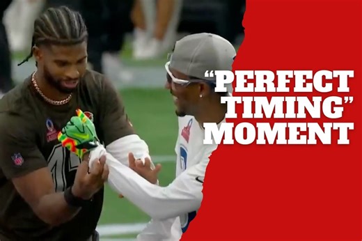 Shedeur Sanders guides Nahshon Wright into his classic “perfect timing” Pro Bowl celebration