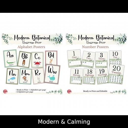 Eucalyptus Classroom Decor Bundle! Modern & Editable