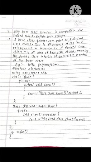 Why base class pointer is compatible for derived object? Explain with example.#class #pointers