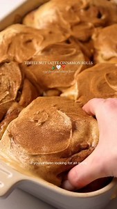 bakemas part 7 | Toffee nut latte cinnamon rolls 🎄✨ They are soft and gooey, perfectly golden and pillowy the most gorgeous nutty filling that caramelises whilst baking for that true toffee nut flavour. Baked on top of a sticky toffee sauce and finished with a creamy tangy espresso frosting that melts into each roll of dough they are warming and cosy, and I hope you love them just as much as I do. This recipe is part of my exclusive subscriber content and can be accessed with a subscription her