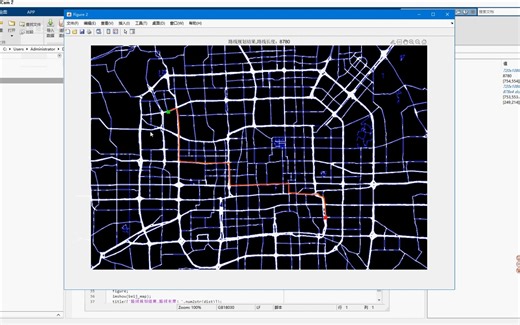 基于Dijkstra算法的最优行驶路线搜索matlab仿真,以实际城市复杂路线为例进行测试
