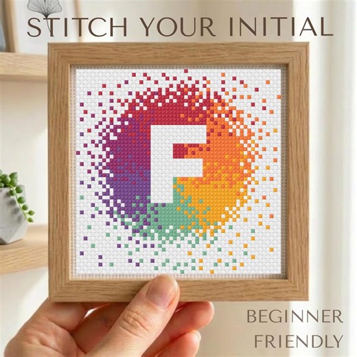 Alphabet Cross Stitch F, Rainbow Initial Pattern, Modern Pixel Monogram Embroidery Chart (digital Download) - Etsy