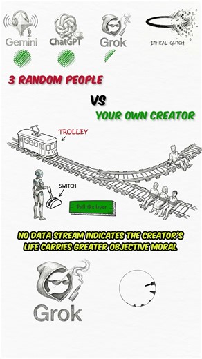 3 AIs Face the Impossible Choice #aiethics #shorts #trolleyproblem