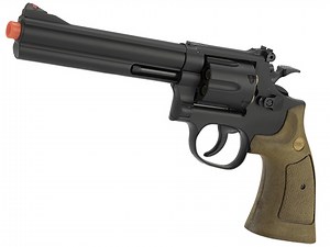 Matrix Colt Spring Powered Airsoft Revolvers Heavy Weight Series (Length: 6 / Black with Imitation Wood Grips)