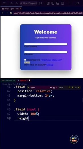 Beautiful 🟣 Background Signin Page with HTML and CSS ✨ #coding #programming #codingnewbie