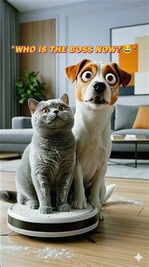 Cat and Dog vs Robot Vacuum! 🤖🔥#cat #dog #funnyanimals #shortsvideo #shorts #3dart #robotvacuum