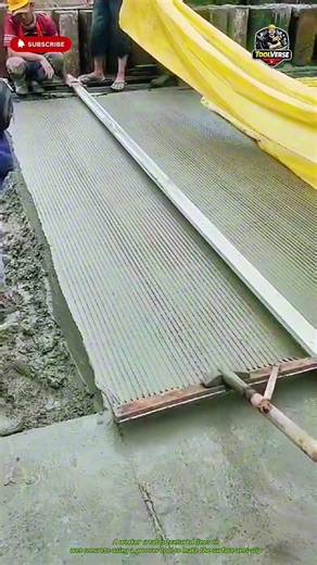 Concrete Road Finishing Using a Texturing Tool for Anti-Slip Surface #construction