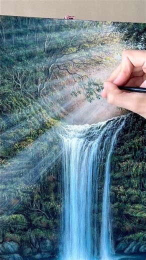 How to Paint River & Sun Rays 🖌️ #acrylicpainting #paintingtutorial #arttutorial #artwork