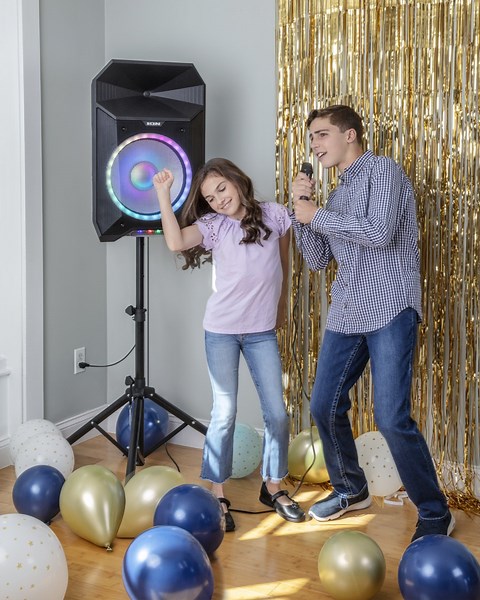 Open Box ION Total PA Live 15-In. 500-Watt-Max Portable Bluetooth PA Speaker with Lights, Microphone, and Stand, Black, TOTALPALIVEXUS , TOTALPALIVE