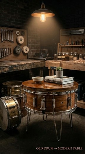 Turned an Old Drum Into a Beautiful Modern Table.#DIYFurniture#Woodworking#DIYProject#shorts