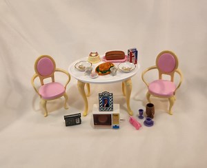 Vintage 1996 Barbie Dining Room Set: Table, Chairs, Microwave, Food - Etsy