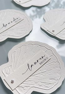 DIY Embossed Seashell Place Cards with Cricut