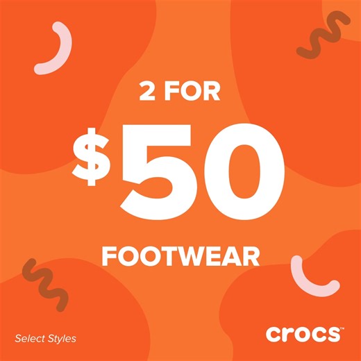 ✨ FLASH SALE ALERT! ✨ Stock up with 2 pairs of footwear for $50! Select styles only. Offer applied at checkout. | Crocs