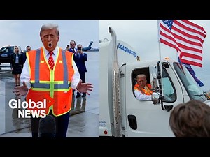 Trump drives MAGA trash truck at rally in response to Biden “garbage” gaffe