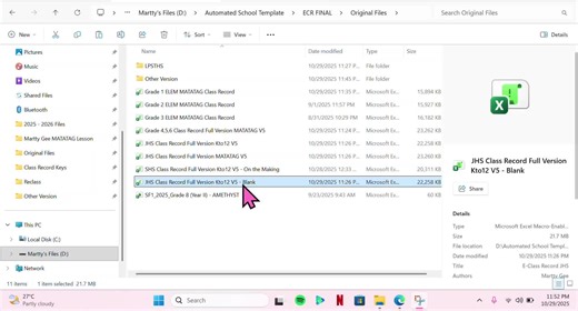 Hello Teacher this is a Self Made Automated E-Class Record. It includes po: Class Record Rating Sheet Summary per quarter Overall summary Students Level of Progress and Achievement For adviser meron din po itong List of honors per quarter Grade consol per subjects Grade consol per quarter Sf 5 reference Everything na magagamit nyo sa pagpapasa ng grades and para sa reading. I’m an adviser too, so i know the hassle. May backup and save button Export ng consolidation of grades May save as pdf Expo