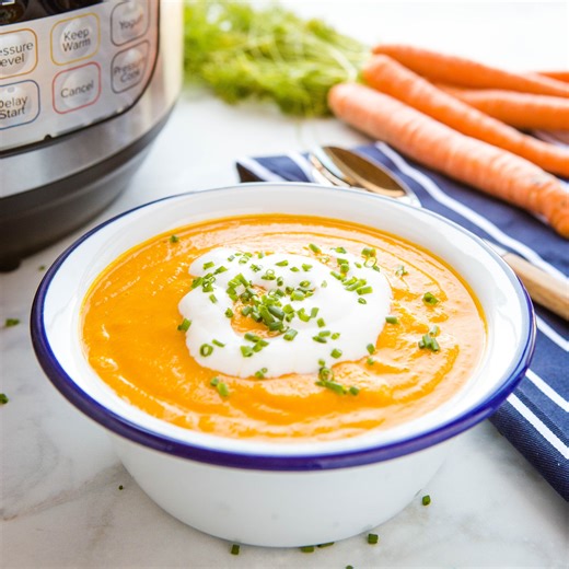 Comment RECIPE below and I'll DM it to you! #carrotsoup #healthyfood #instantpotrecipes Get the full printable recipe here: https://thebusybaker.ca/instant-pot-creamy-carrot-ginger-soup/ | The Busy Baker