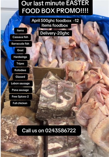 Easter boxes We’re located at Mataheko-opposite the Shell filling station…off the Tema-Afienya near Melcom Kindly contact us on 0243586722 We deliver on a thunderbolt speed to anywhere in Accra…at a flat rate of 40ghc Kindly note T&C applies to certain areas