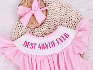 I Love My Auntie Onesie, Embroidered Best Auntie Ever Baby Girl Romper in Pink , Aunt’s Mini, Sweet One Dress, Birthday Girl, Summer Outfit - Etsy Canada