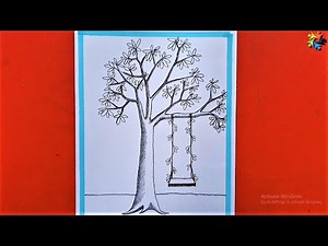 Swing drawing | Swing hanging from the tree | Dolna Art | Pencil Drawing Tutorial