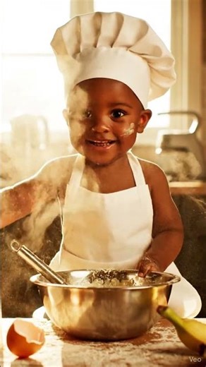 Baby Chef Bakes Banana Cake | Cute Mini Cooking Adventure | AI Kids Animation Shorts Video