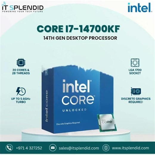 Intel Core i7-14700KF 14th Gen Desktop Processor | 20 Cores, 28 Threads | IT Splendid