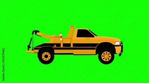 Tow truck. Animation of a tow truck pulling a car, perfect for insurance companies, car dealers, auto repair shops insurance