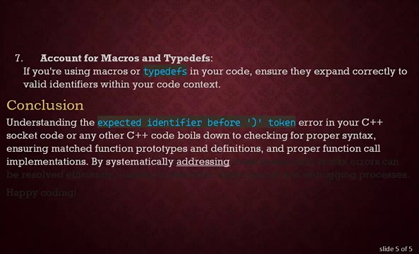 Understanding the expected identifier before ')' token Error in C++ Socket Code