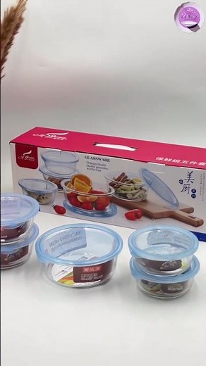 Premium Glass Food Storage Container Set | Airtight Kitchen Glass Bowls with Lids 🥗🍱 #kitchenware
