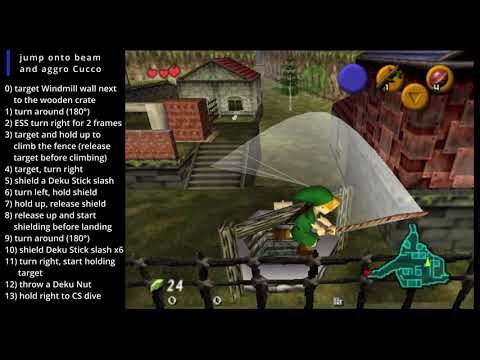 Cucco dive into Bottom of the Well (Deku Nut - no A presses)