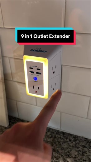 9 in 1 outlet extender is a life saver #outletextender #usbcharger #multiplugoutlet #chargingstation #kitchenmusthave