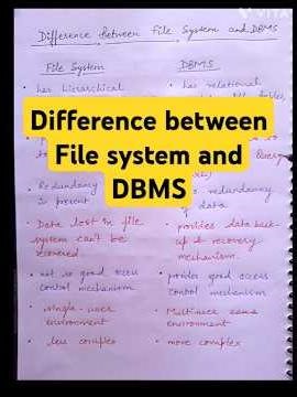 Difference between File system and DBMS #dbmstutorials #filesystem #dbms #rdbms #dbmslectures #imp
