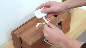 Acacia Wood Cable Management Box - Wooden Cord Hider & Organizer for Desk & Floor, Power Strip & TV Wire Concealer, Under Desk Storage for Office, Home Electrical Cables
