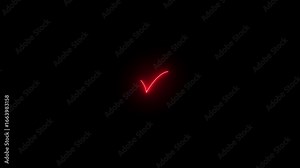 Check mark inside a animated. glowing neon line check mark icon animation. tick mark, done, complete .and success animated. 4k video