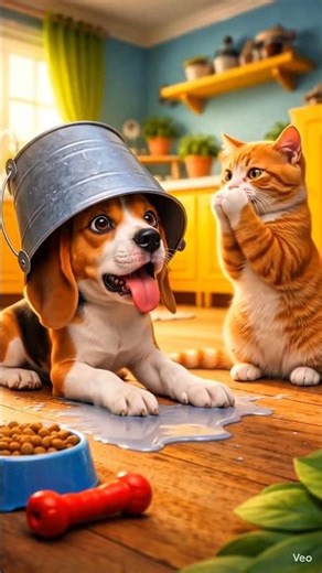 कुत्ता 🐶 vs बिल्ली 🐱 की मजेदार लड़ाई 😂 | Funny Cartoon Story | #shorts