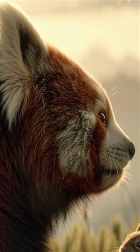 a shy red panda explores a misty mountain forest