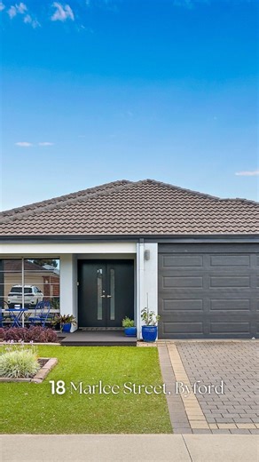 SHERLOCK Homes Group on Instagram: "For Sale: 📍18 Marlee Street, Byford. 4🛏️ 2🛁 2🚘 FULL PROPERTY SHOWCASE VIDEO 🎥 This House for Sale Byford combines relaxed living with great outdoor spaces, offering 4 bedrooms, 2 bathrooms, a theatre room and a pool on a 587sqm block. The open plan kitchen, dining and living area connects directly to the alfresco, creating an easy flow for everyday life and entertaining. The sheltered alfresco with café blinds, neat pool