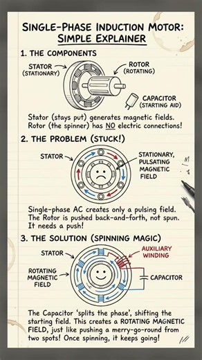 Single-Phase Induction Motor explaining 🔋🔋🔋😳😳 #trending #viral #youtubeshorts #electric