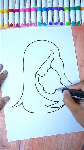 How to Draw Mother’s Day Picture Easily 💕 #shorts