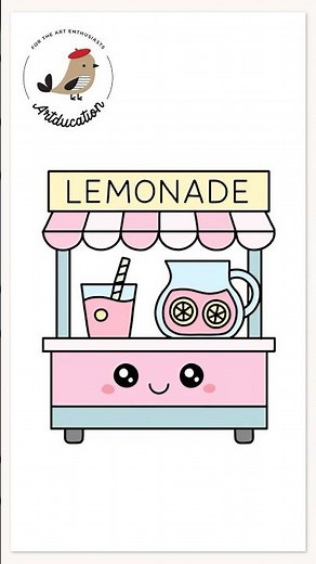 How To Draw A Cute Pink Lemonade Stand #artducation #pinklemonadestand #lemonade #drawing #shorts