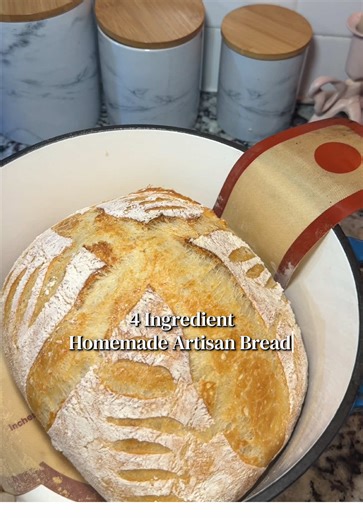 This homemade artisan bread was so delicious and you won’t stop going back for more 😏 Ingredients • 3½ cups bread flour • 2 teaspoons salt • ½ teaspoon active dry yeast • 2 tablespoons honey • 1¾ cups warm water (about 110°F), plus more if needed • Additional flour for shaping Instructions \t1.\tIn a large bowl, whisk together flour, salt, and yeast. \t2.\tAdd honey to the dry ingredients and mix to distribute evenly. \t3.\tSlowly pour in 1¾ cups warm water (about 110°F) while mixing with a spa