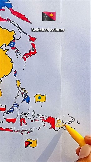 Draw Flag Map of Papua New Guinea 🇵🇬 #papuanewguinea