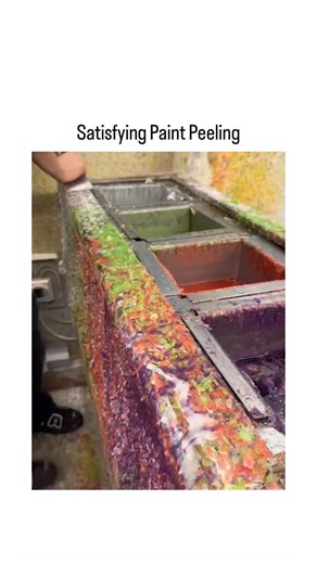 👁️ on Instagram: "- The post by @FutsalKiper showcases an 80-second video of hands meticulously peeling vibrant, hardened paint sheets from metal trays, creating an ASMR-style visual of clean reveals amid colorful residues. - Within hours of posting on February 4, 2026, it amassed 209 likes, 33 reposts, and 197 replies, predominantly from Indonesian users praising its “satisfying” and “fun” nature despite noting the messiness. - This taps into the booming “oddly satisfying” video trend on X, wh