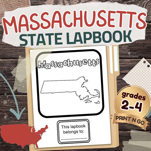 Massachusetts State Lapbook: Printable Geography and History Notebook Pages Pack - Etsy Canada